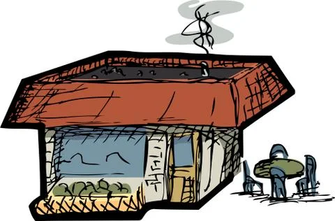 Scribbly Cafe Stock Illustration