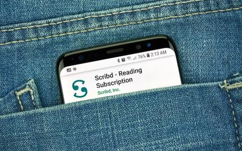 Scribd mobile app on Samsung s8. Stockfoto's