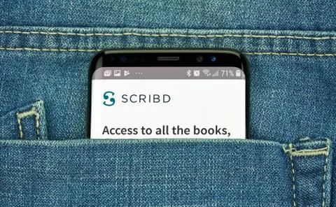 Scribd mobile app on Samsung s8. Stock Photos