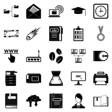 Scribe icons set, simple style Stock Illustration