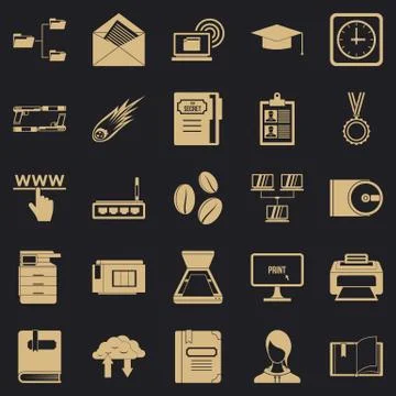 Scribe icons set, simple style Stock Illustration