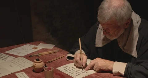 A scribe writing Stock Footage 116023320