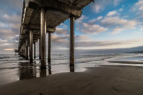 Scripps pier reflection Stock Photos
