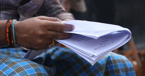 Script and files in the hand Stock Footage 144689817