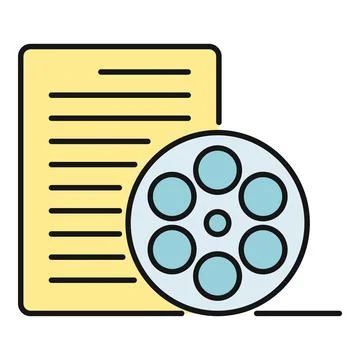 Script and film reel icon presenting cinema production Ilustración de archivo