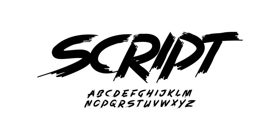 Script art font wild alphabet dynamic handwritten font for modern bold braush Stock Illustration