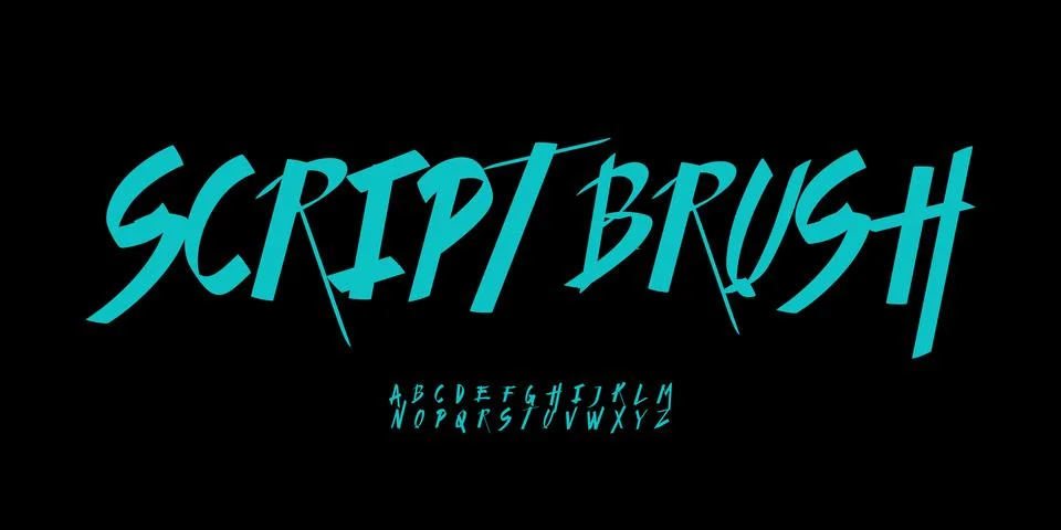 Script brush simple street art alphabet, handwritten letters, italic handdrawn Stock Illustration