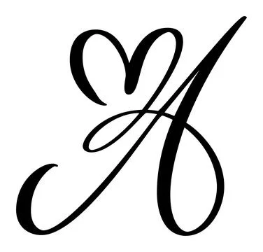 Script capital font logo calligraphy love letter A. Hand drawn vector brush イラスト素材