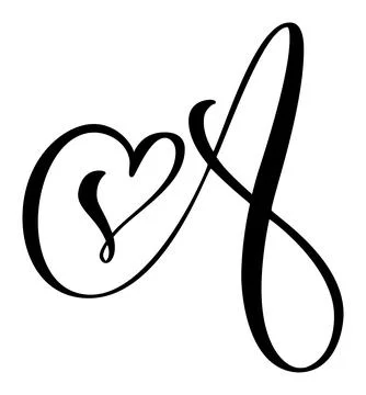 Script capital font logo calligraphy love letter A. Hand drawn vector brush Illustrazione stock