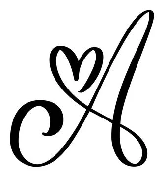Script capital font logo calligraphy love letter A initial. Hand drawn vector イラスト素材