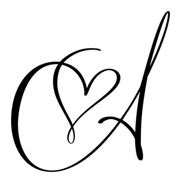Script capital font logo calligraphy love letter A initial. Hand drawn vector Stock Illustration