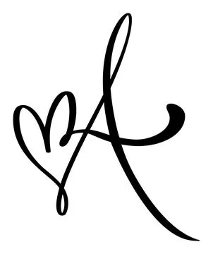 Script capital font logo calligraphy love letter A initial. Hand drawn vector 스톡 일러스트