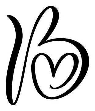 Script capital font logo calligraphy love letter B initial. Hand drawn vector Illustrazione stock