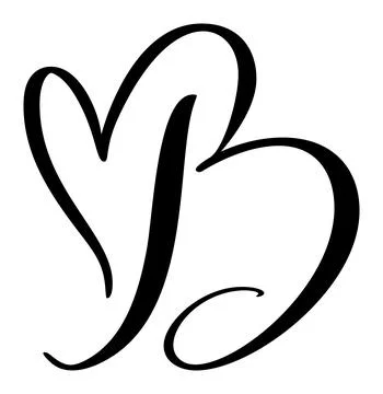 Script capital font logo calligraphy love letter B initial. Hand drawn vector イラスト素材