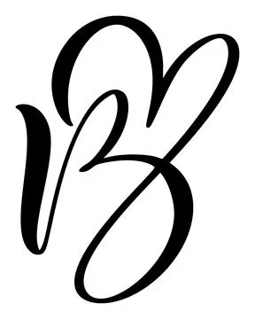 Script capital font logo calligraphy love letter B initial. Hand drawn vector Illustrazione stock