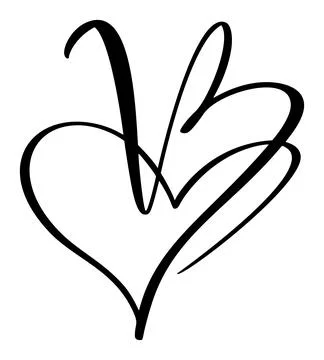 Script capital font logo calligraphy love letter B initial. Hand drawn vector Illustrazione stock