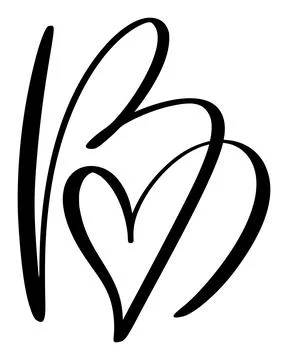 Script capital font logo calligraphy love letter B initial. Hand drawn vector Illustrazione stock
