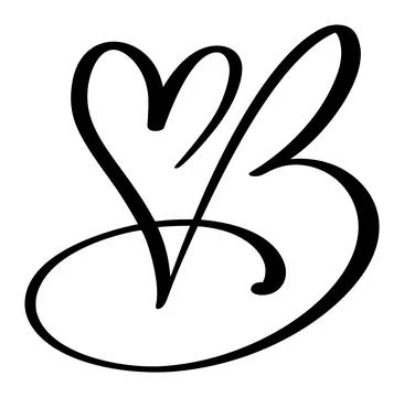 Script capital font logo calligraphy love letter B initial. Hand drawn vector イラスト素材