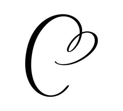Script capital font logo calligraphy love letter C initial. Hand drawn vector Stockillustratie