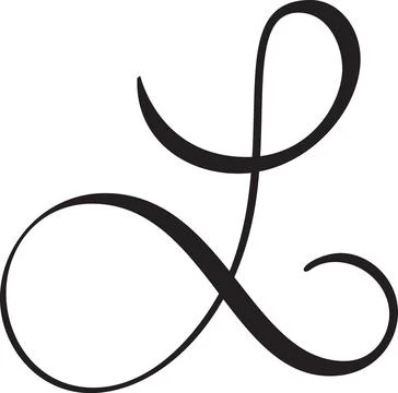 Script capital L with large oval loop and crossing strokes, vector calligraphy Illustration