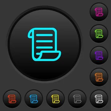 Script code dark push buttons with color icons Stockillustratie