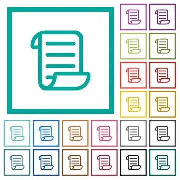 Script code flat color icons with quadrant frames Stock Illustration