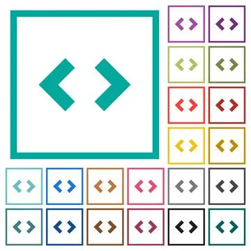 Script code flat color icons with quadrant frames Stock Illustration