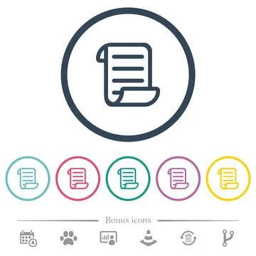 Script code flat color icons in round outlines Stock Illustration