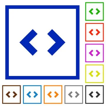 Script code flat framed icons Illustrazione stock