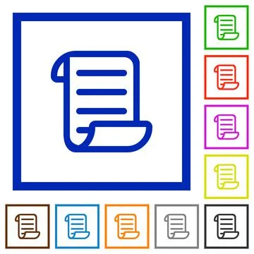 Script code flat framed icons Stock Illustration