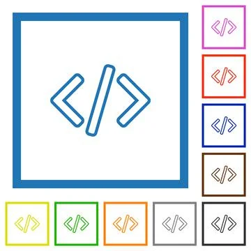 Script code flat framed icons Illustrazione stock