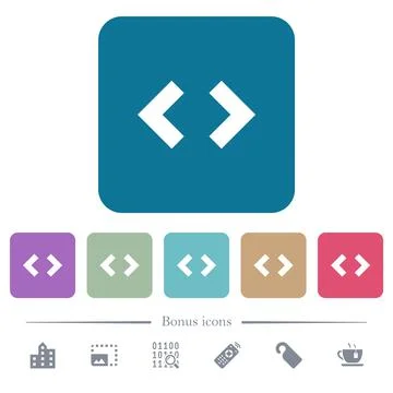 Script code flat icons on color rounded square backgrounds Illustrazione stock