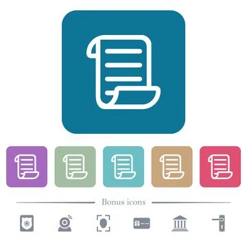 Script code flat icons on color rounded square backgrounds Stock Illustration