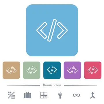 Script code flat icons on color rounded square backgrounds Stock Illustration