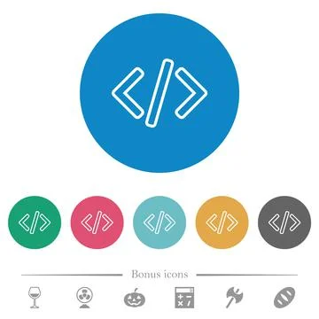 Script code flat round icons Illustrazione stock
