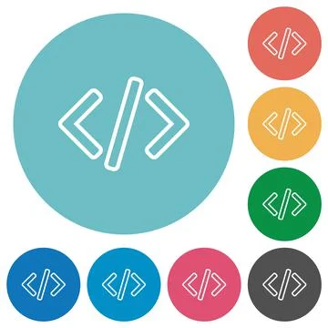Script code flat round icons 스톡 일러스트