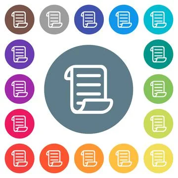 Script code flat white icons on round color backgrounds Illustrazione stock