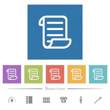 Script code flat white icons in square backgrounds Stock Illustration