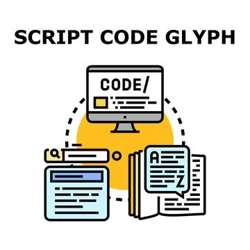 Script code glyph coding programming development concept Stock Illustration