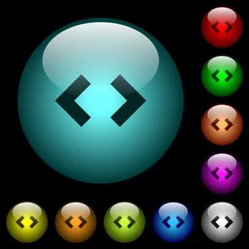 Script code icons in color illuminated glass buttons Illustrazione stock