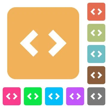 Script code rounded square flat icons Stock Illustration