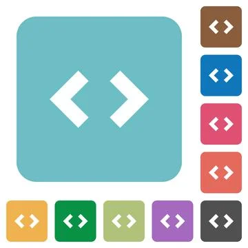 Script code rounded square flat icons Stock Illustration