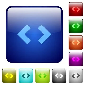 Script code sign color square buttons Stock Illustration