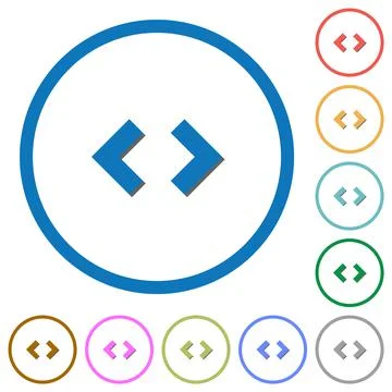 Script code sign icons with shadows and outlines Stock Illustration