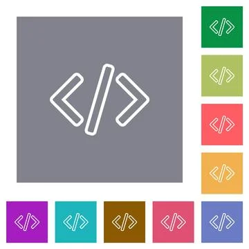 Script code square flat icons Stock Illustration