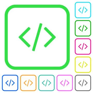 Script code vivid colored flat icons icons Stock Illustration