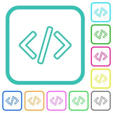 Script code vivid colored flat icons Stock Illustration