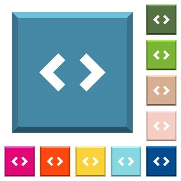 Script code white icons on edged square buttons Stock Illustration