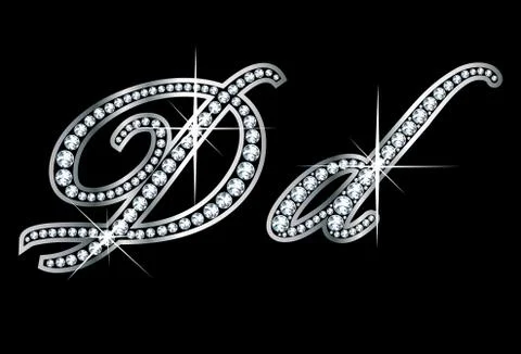 Script diamond bling Dd letters Stock Illustration