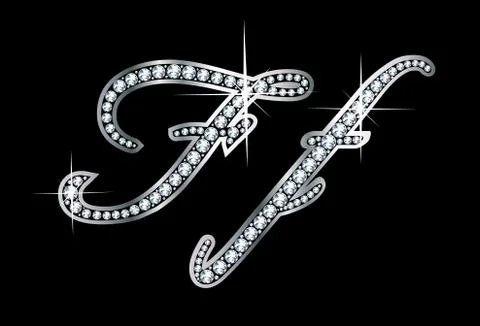 Script Diamond Bling Ff Letters Stock Illustration